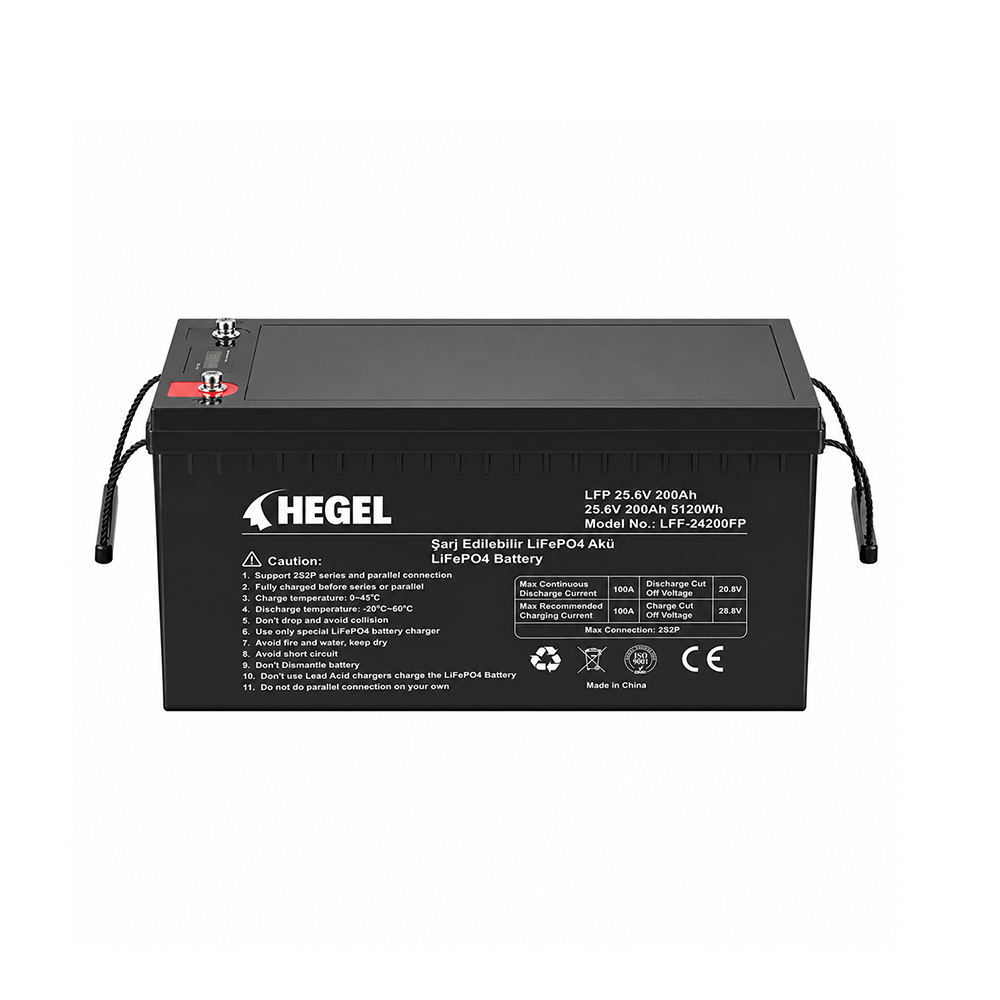 Hegel 25.6V 200Ah LiFePO4 Lityum Akü 5.12kWh