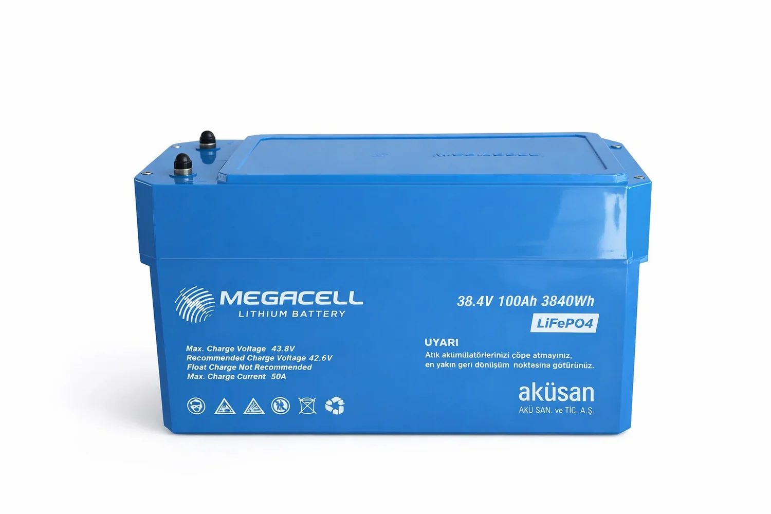 Megacell 38,4V 100Ah LİTYUM LiFEPO4 PRİZMATİK - ABS/Bluetooth