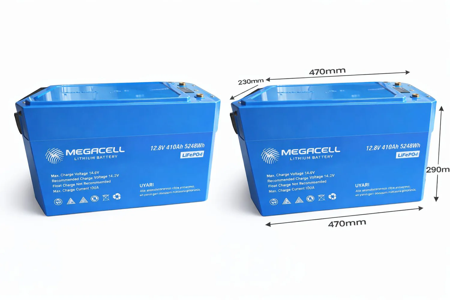 Megacell 12.8V 410Ah LİTYUM LiFEPO4 PRİZMATİK - ABS/Bluetooth