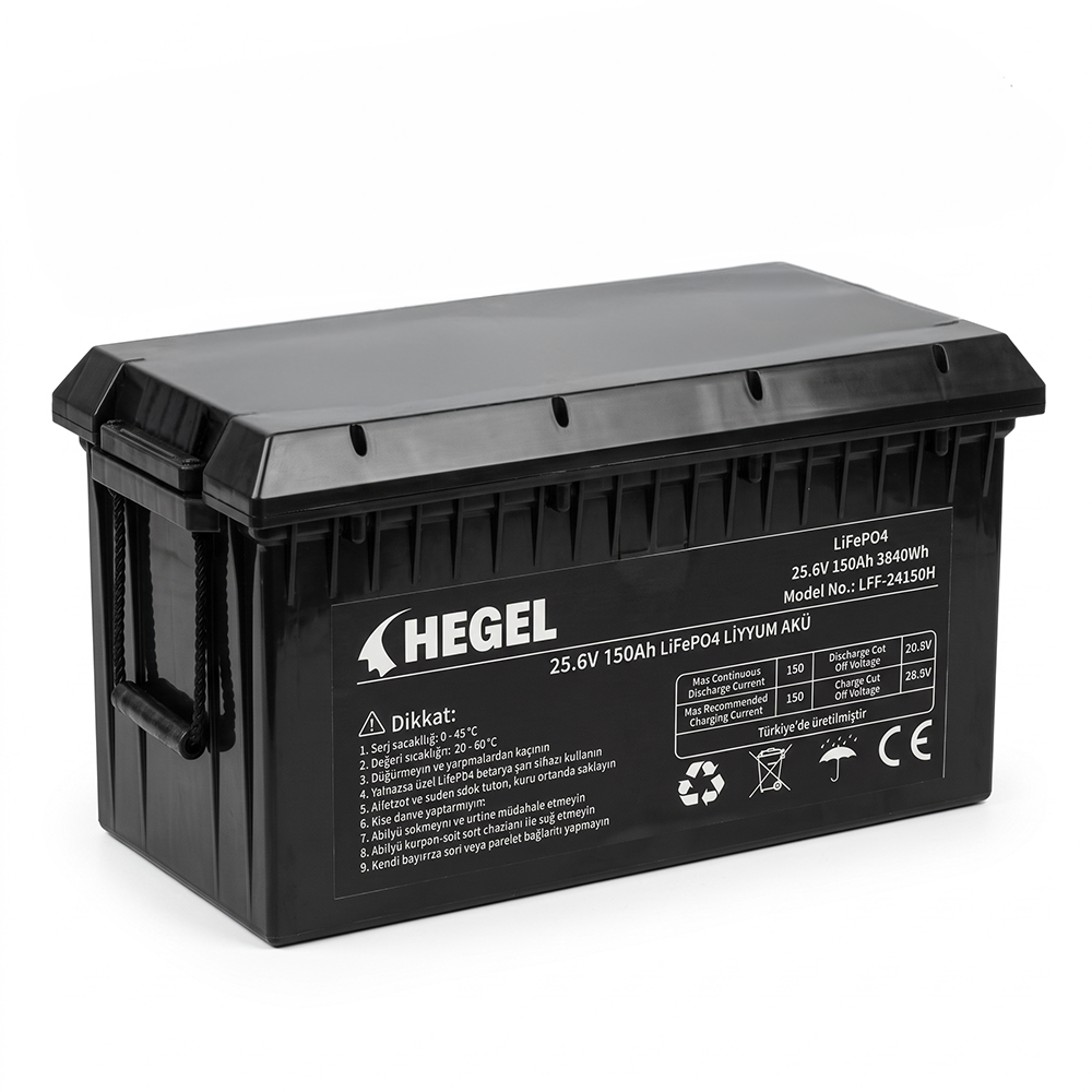 HEGEL LİFEPO4 LİTYUM AKÜ 25.6V 150AH 3840Wh BLUETOOTH'LU