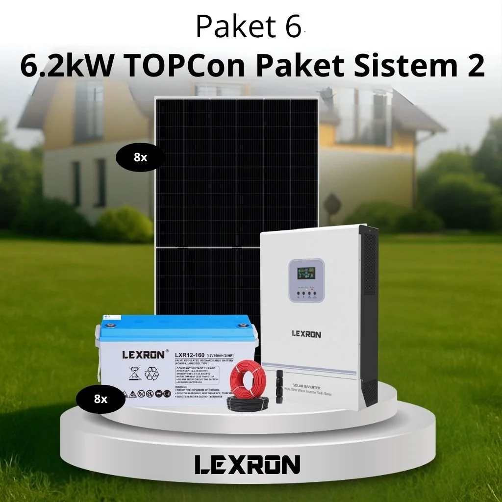6.2kW Akıllı İnverterli Jel Akülü Solar Paket Sistem 2 (Paket 6)