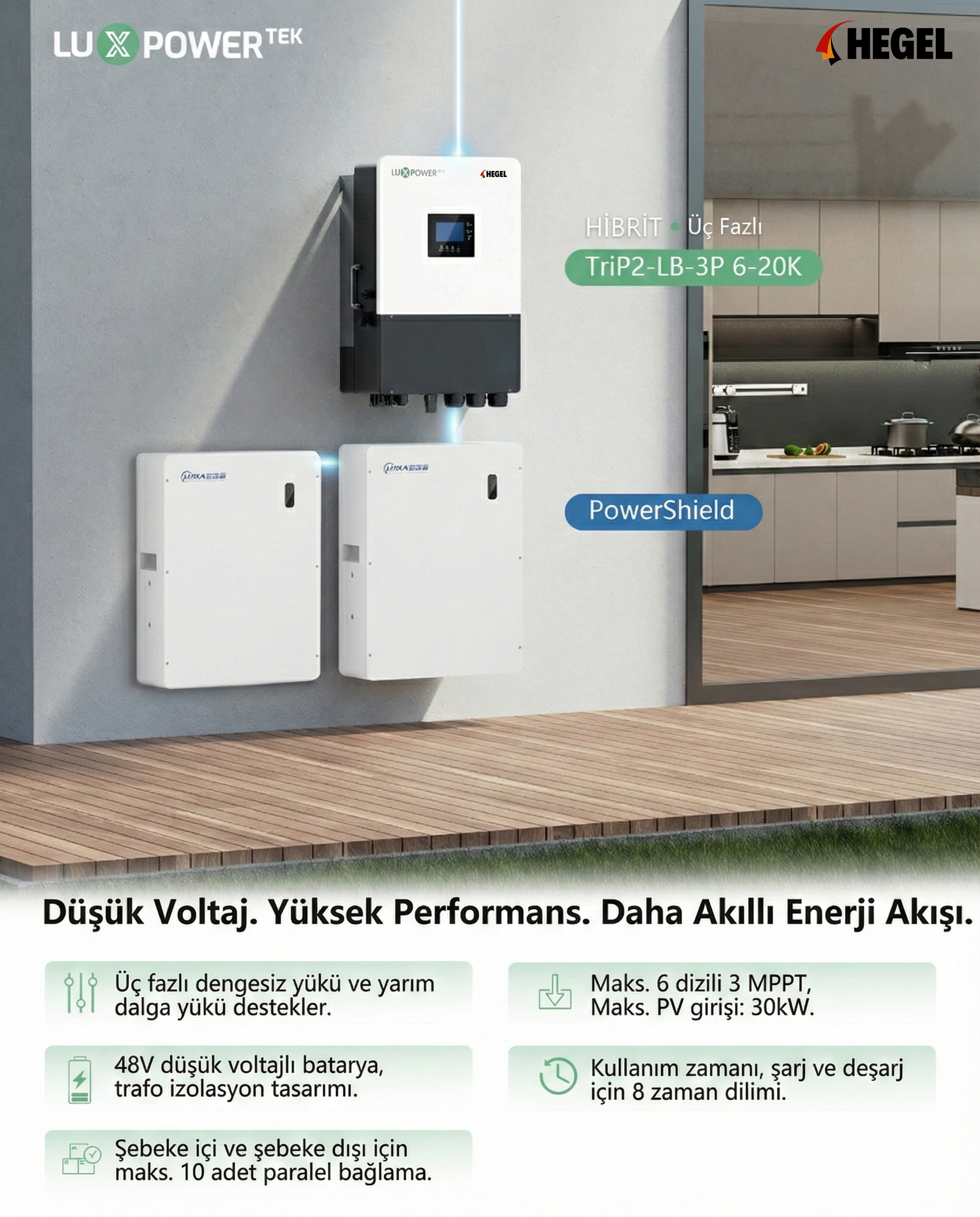Hegel 15kW 3 Faz Hibrit İnverter