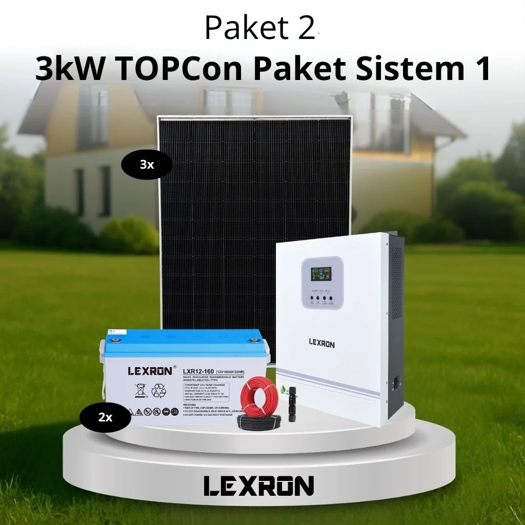 3kW Akıllı İnverterli Jel Akülü Solar Paket Sistem 1 (Paket 2)