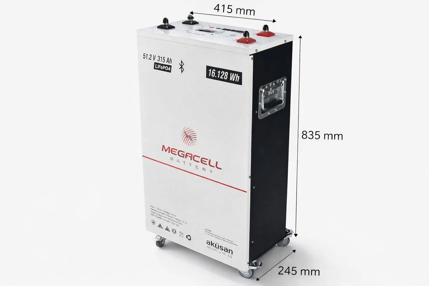 Megacell 51,2V 315Ah SMART LİTYUM LiFEPO4 PRİZMATİK (16KW) Haberleşmeli