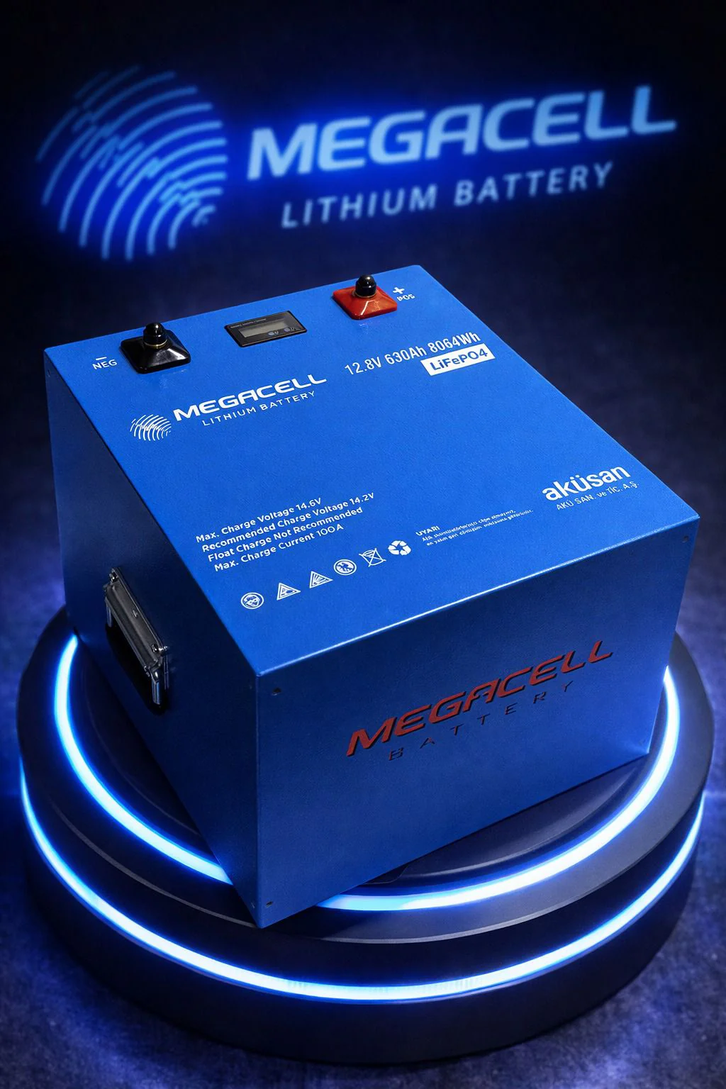 Megacell 12.8V 630Ah(400A BMS) LİTYUM LiFEPO4 PRİZMATİK - ABS/Bluetooth
