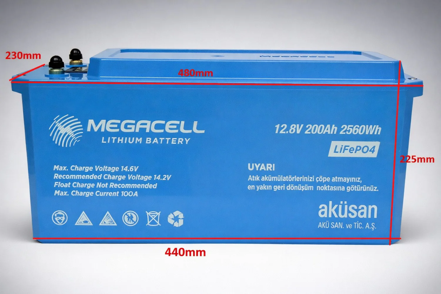 Megacell 12.8V 210Ah LİTYUM LiFEPO4 PRİZMATİK - ABS/Bluetooth