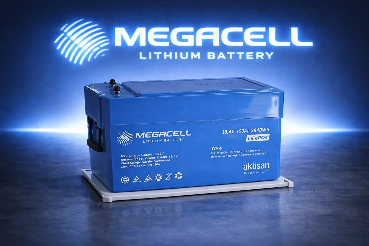 Megacell 38,4V 100Ah LİTYUM LiFEPO4 PRİZMATİK - ABS/Bluetooth