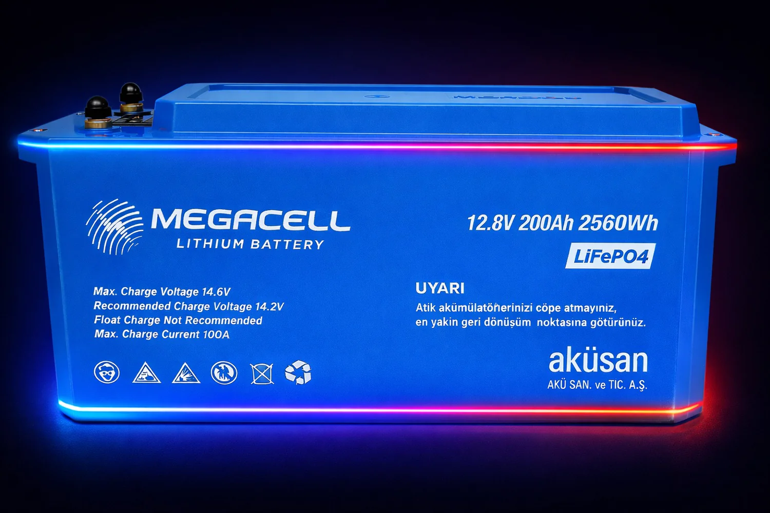 Megacell 12.8V 210Ah LİTYUM LiFEPO4 PRİZMATİK - ABS/Bluetooth