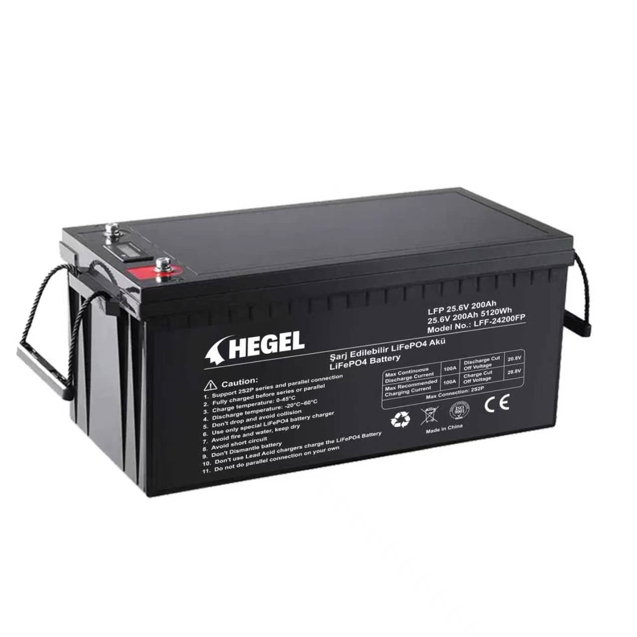Hegel 25.6V 200Ah LiFePO4 Lityum Akü 5.12kWh